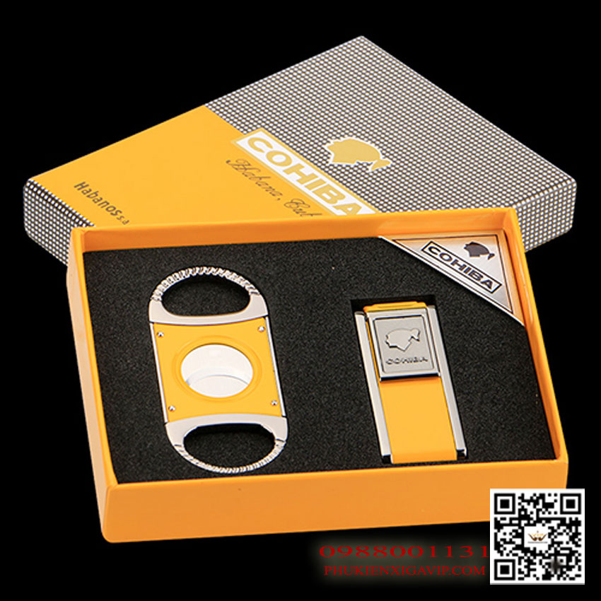 Set Cohiba T26 phụ kiện hút xì gà gồm bật lửa và dao cắt
