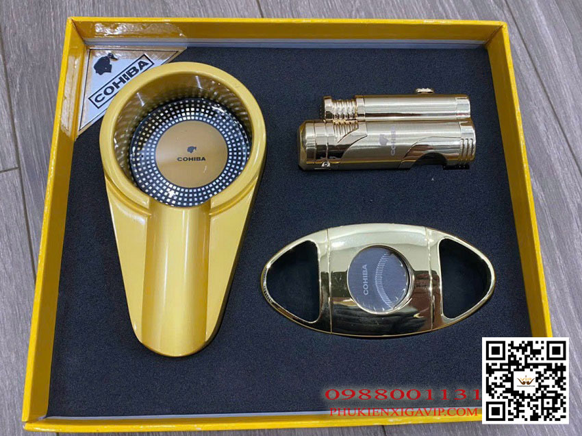 Set bật lửa, gạt tàn, dao cắt xì gà Cohiba HB 360 chính hãng